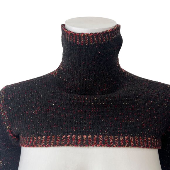 $390 NWT Isa Boulder Black Multi Plain Turtleneck LS Shrug Techno Knit Top sz S - Picture 3 of 10